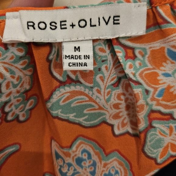 rose and olive top, size medium - Picture 2 of 4